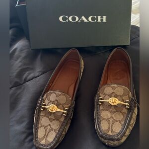 Coach Brown Slip-On Loafers with Gold Accents
